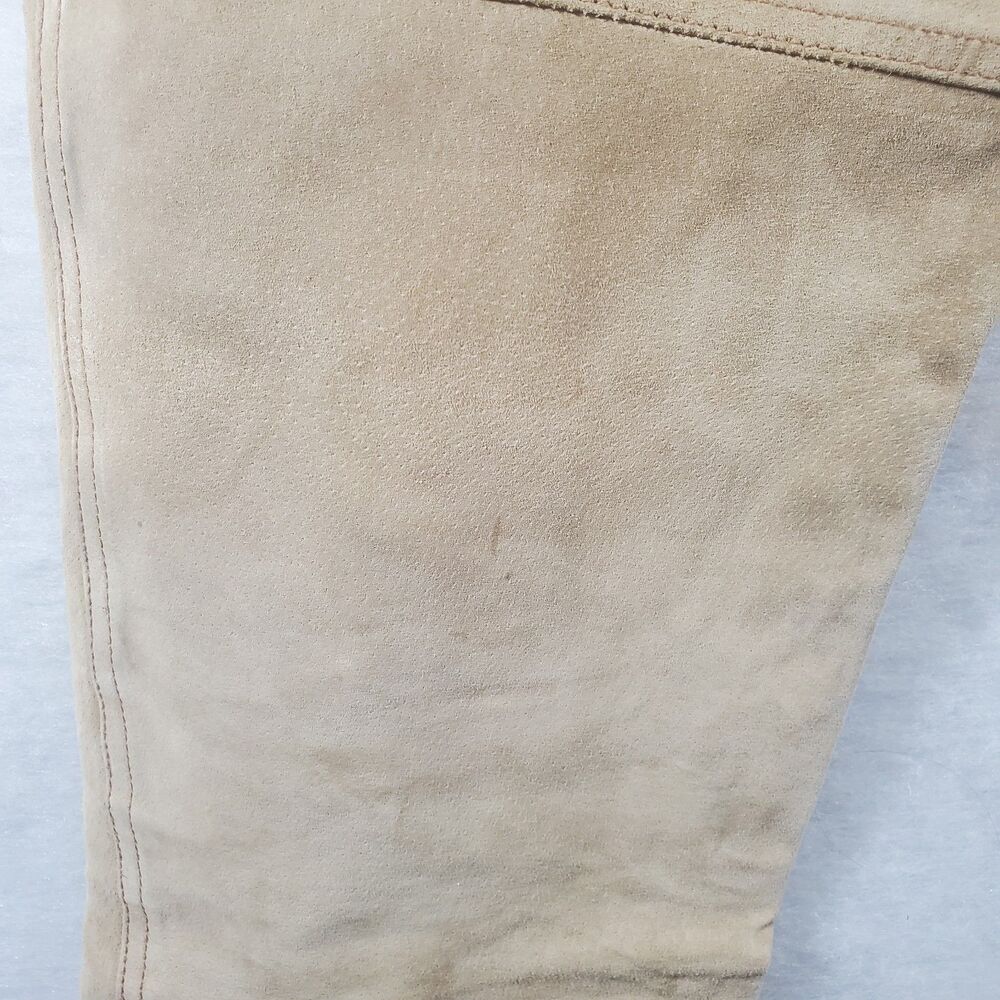 sz 6 28x30 Lauren Ralph Lauren Suede Pants Leather Tan Camel Preppy Equestrian - Picture 14 of 15